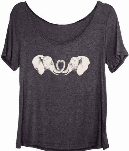 Elephants Soulmate Scoop Neck Charcoal Tee