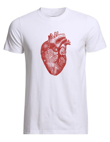 Anatomical heart white men's tee