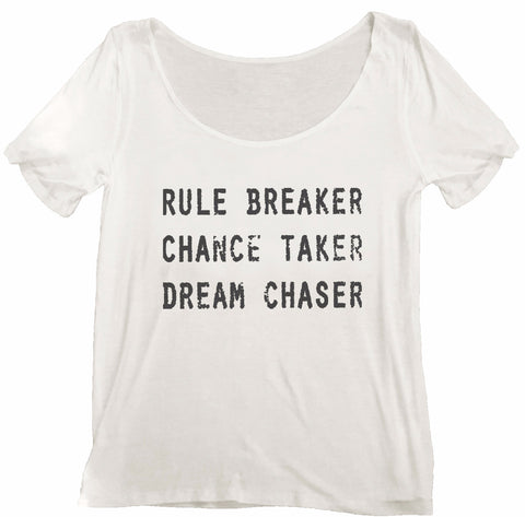 4th & Rose Breaker, Taker, Chaser White Scoop Neck Tee