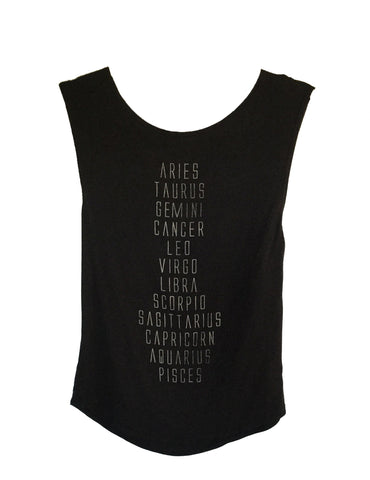 Horoscope  Zodiac List Black Scoop Neck