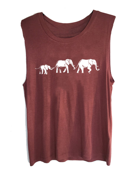 4th and Rose One Love Elephant Berry Muscle Tank