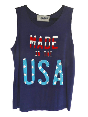 Made in the USA navy blue muscle tank