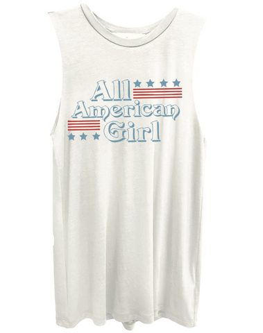 All American Girl White Muscle Tank