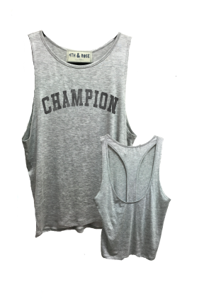 4th and Rose Heather Grey Racerback Cutout Champion Tank
