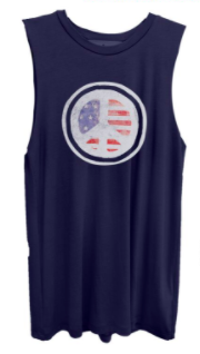 Peace Flag Navy Muscle Scoop Neck