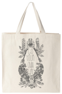 Go your own way hand drawn graphic on canvas tote