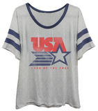 4th & Rose Land of the Free Athletic Ringer Tee