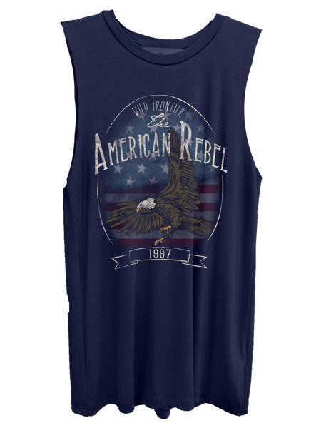 Show your rebel side in this patriotic American Eagle flag navy muscle tank.