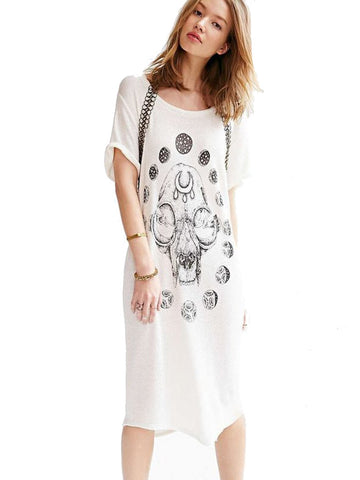 cosmic kitty hand drawn graphic on light weight french terry loose fit dress