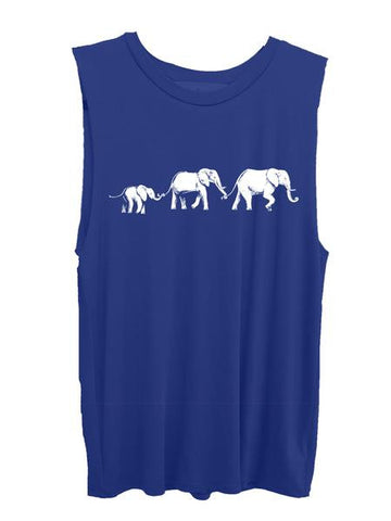 4th & Rose One Love Elephant Royal Blue Muscle Tank