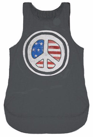 Peace Flag Charcoal Muscle Scoop Neck