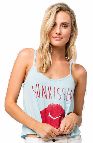 4th & Rose Sunkissed Lips Mint Strap Crop Tank
